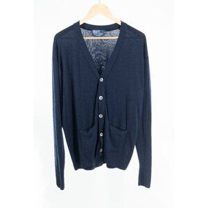 Polo Ralph Lauren Vintage 100  Wool Navy blue Cardigan Medium